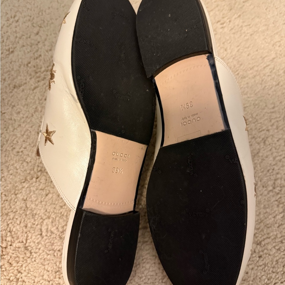 Women's Gucci White and Gold Embellished Loafers - Picture 4 of 6